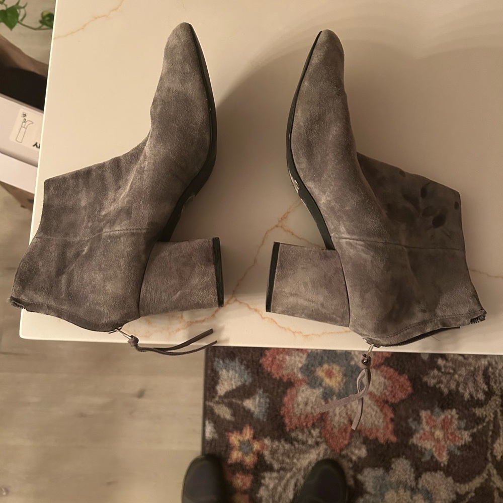 Gray Suede Ankle Boots